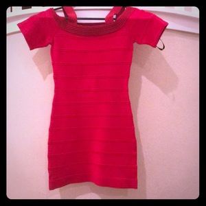 Mini hot pink Bandage dress
